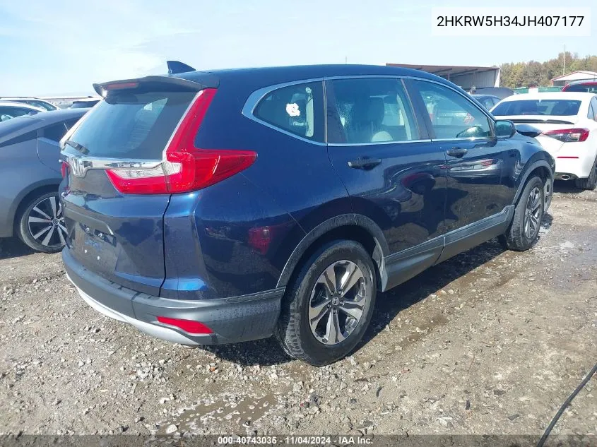 2018 Honda Cr-V Lx VIN: 2HKRW5H34JH407177 Lot: 40743035