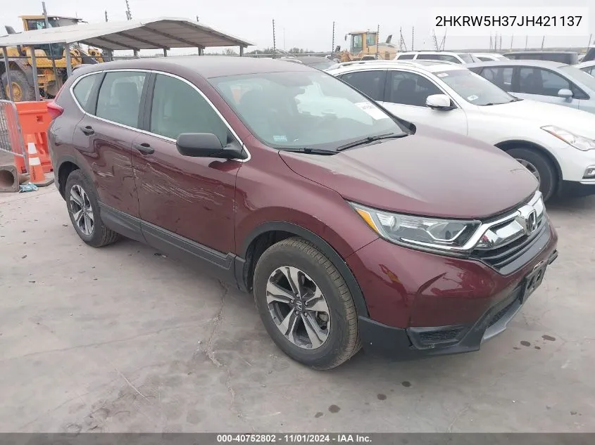 2018 Honda Cr-V Lx VIN: 2HKRW5H37JH421137 Lot: 40752802