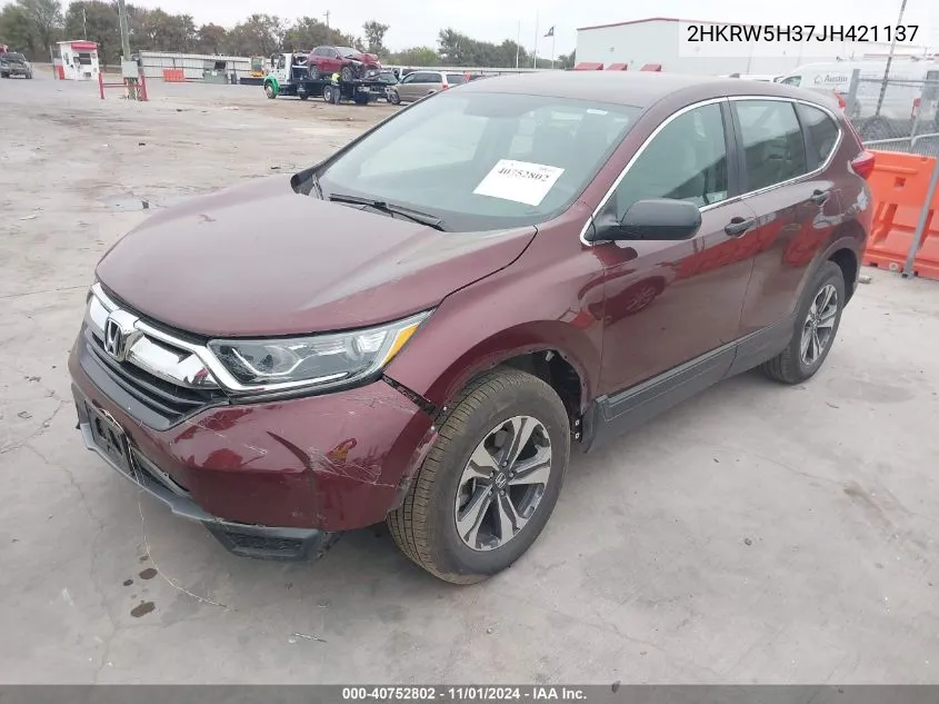 2018 Honda Cr-V Lx VIN: 2HKRW5H37JH421137 Lot: 40752802