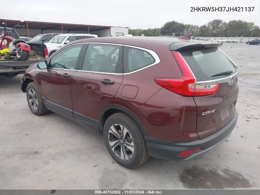 2018 Honda Cr-V Lx VIN: 2HKRW5H37JH421137 Lot: 40752802