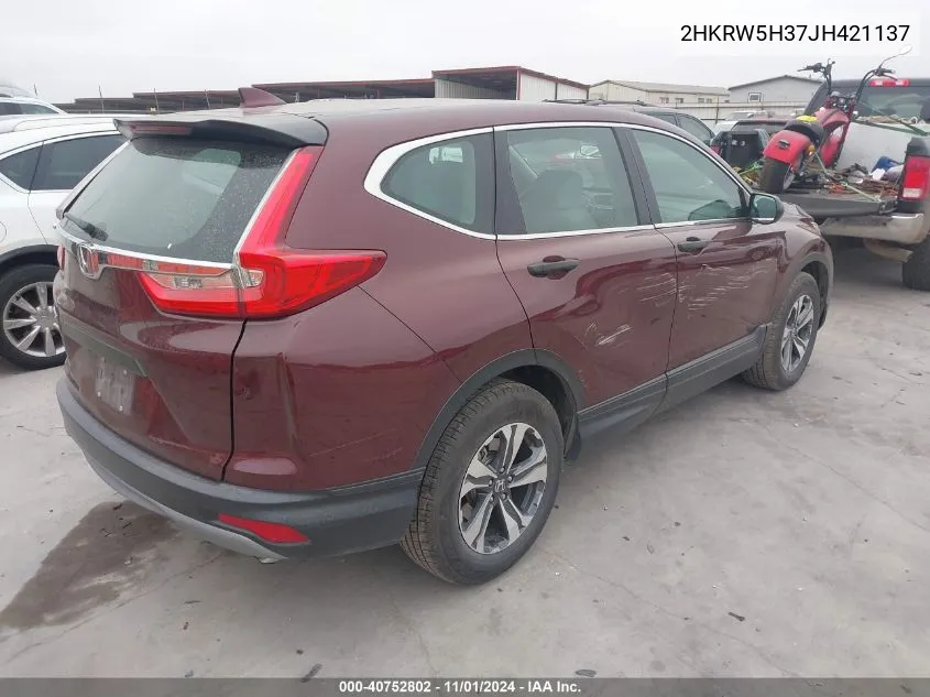 2018 Honda Cr-V Lx VIN: 2HKRW5H37JH421137 Lot: 40752802