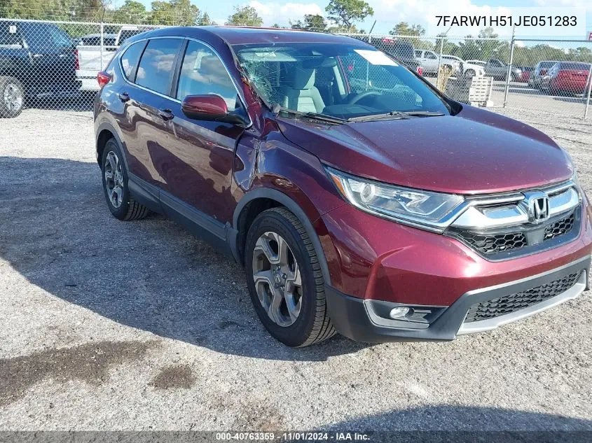 2018 Honda Cr-V Ex VIN: 7FARW1H51JE051283 Lot: 40763359