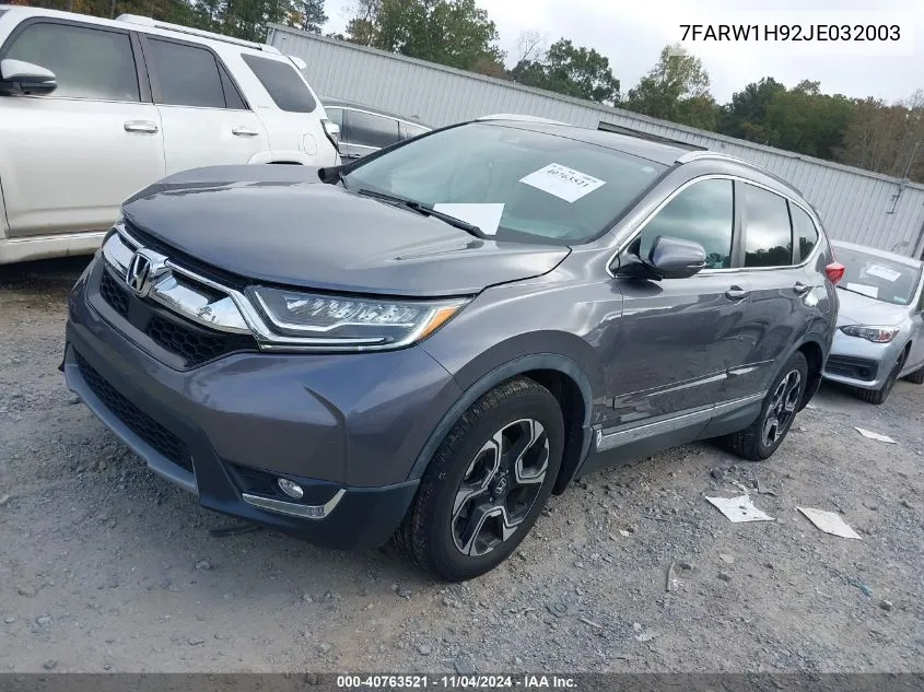 2018 Honda Cr-V Touring VIN: 7FARW1H92JE032003 Lot: 40763521