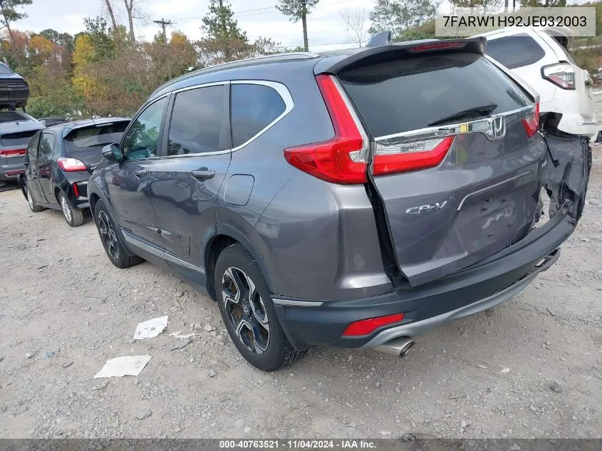 2018 Honda Cr-V Touring VIN: 7FARW1H92JE032003 Lot: 40763521