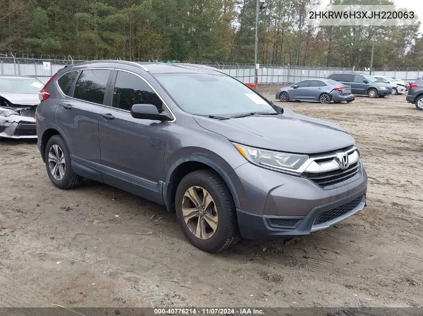 2018 Honda Cr-V Lx VIN: 2HKRW6H3XJH220063 Lot: 40776214