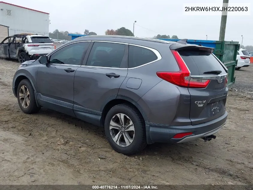 2018 Honda Cr-V Lx VIN: 2HKRW6H3XJH220063 Lot: 40776214