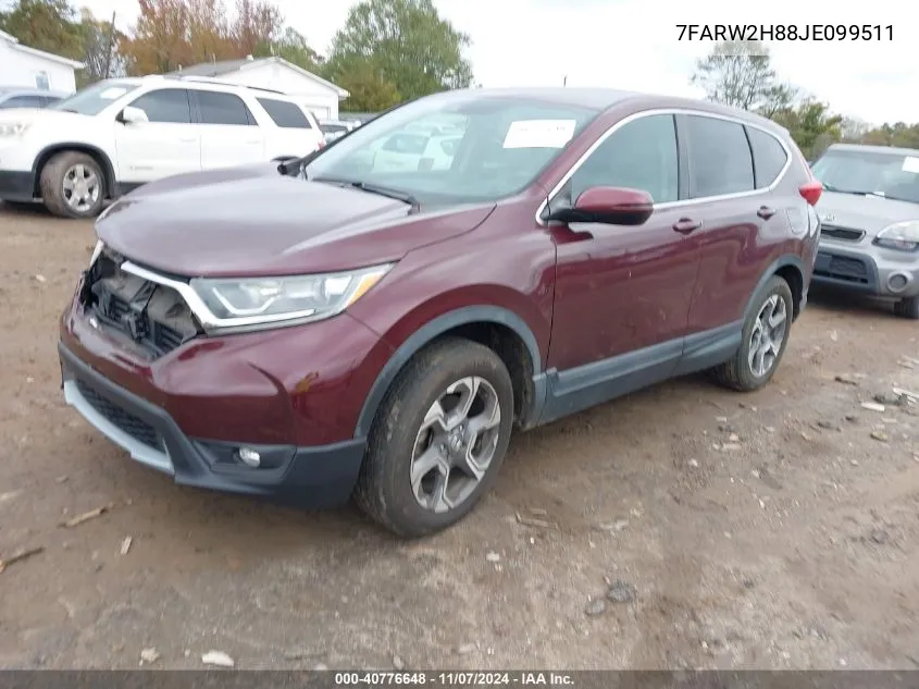 2018 Honda Cr-V Ex-L/Ex-L Navi VIN: 7FARW2H88JE099511 Lot: 40776648