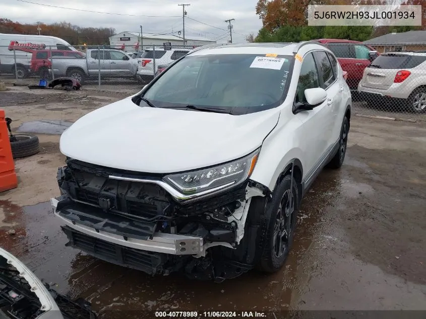 2018 Honda Cr-V Touring VIN: 5J6RW2H93JL001934 Lot: 40778989