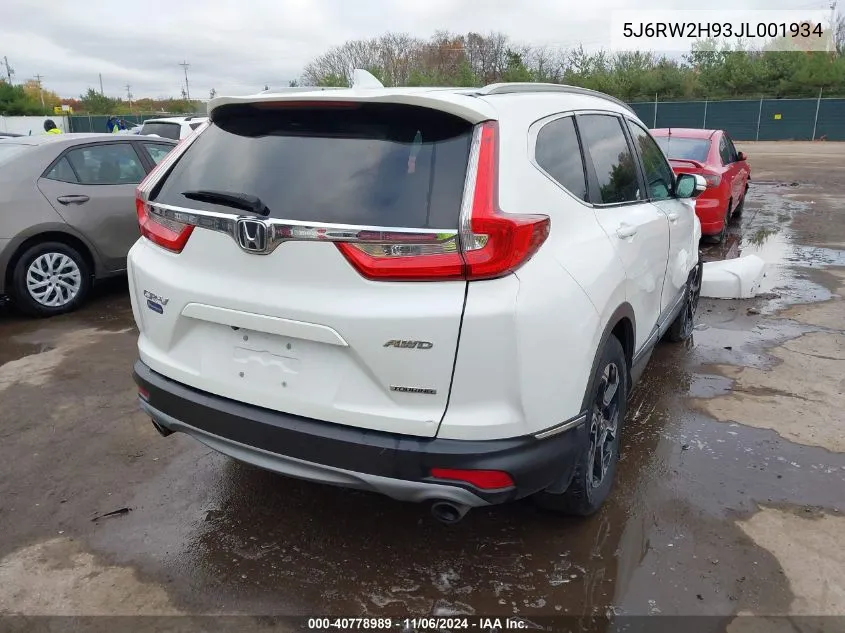 2018 Honda Cr-V Touring VIN: 5J6RW2H93JL001934 Lot: 40778989