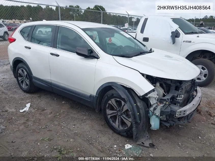 2018 Honda Cr-V Lx VIN: 2HKRW5H35JH408564 Lot: 40779384