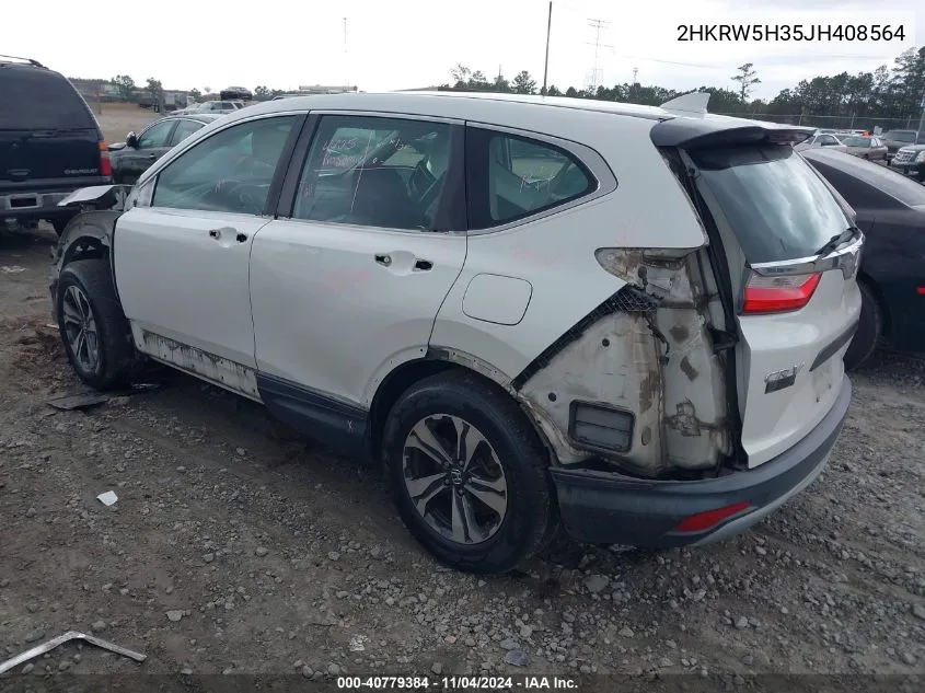 2018 Honda Cr-V Lx VIN: 2HKRW5H35JH408564 Lot: 40779384