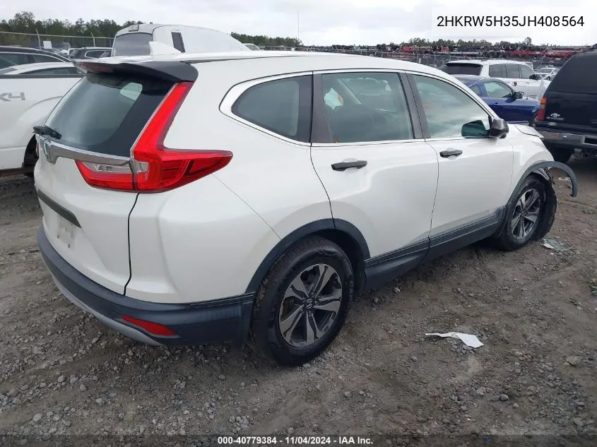 2018 Honda Cr-V Lx VIN: 2HKRW5H35JH408564 Lot: 40779384