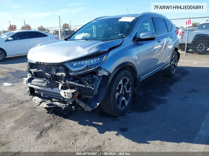 2018 Honda Cr-V Touring VIN: 7FARW1H94JE006891 Lot: 40792067