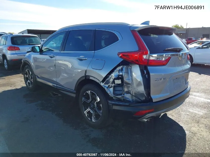 2018 Honda Cr-V Touring VIN: 7FARW1H94JE006891 Lot: 40792067