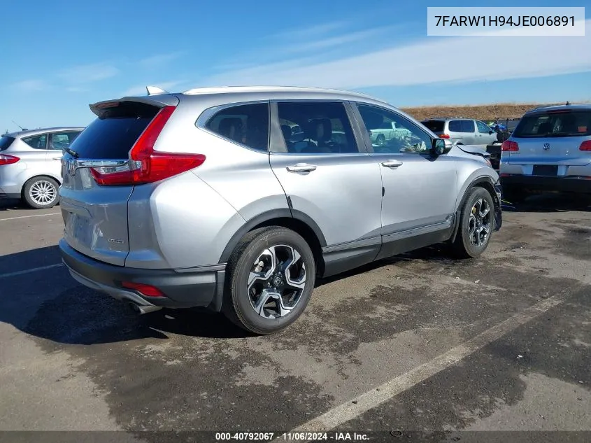 2018 Honda Cr-V Touring VIN: 7FARW1H94JE006891 Lot: 40792067