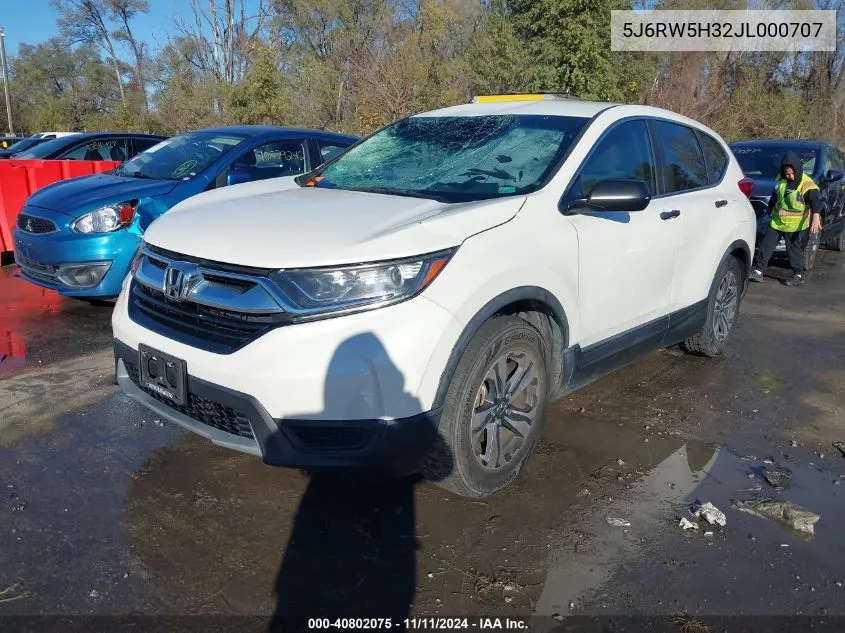 2018 Honda Cr-V Lx VIN: 5J6RW5H32JL000707 Lot: 40802075