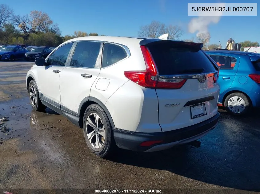 2018 Honda Cr-V Lx VIN: 5J6RW5H32JL000707 Lot: 40802075