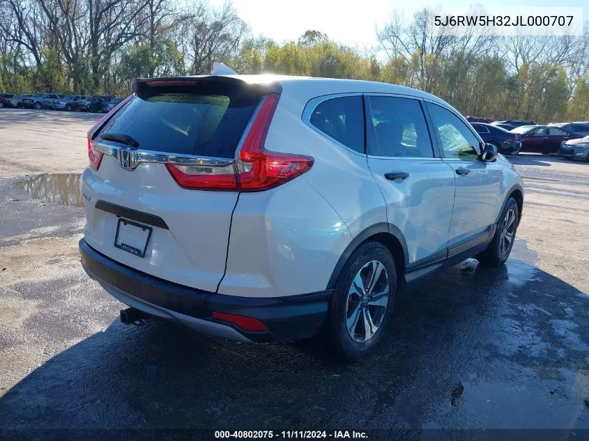 2018 Honda Cr-V Lx VIN: 5J6RW5H32JL000707 Lot: 40802075