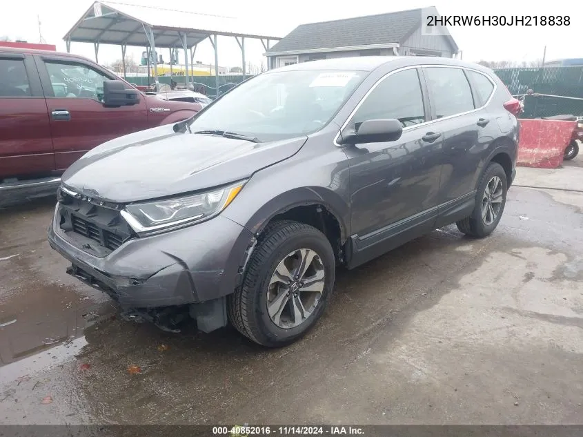 2018 Honda Cr-V Lx VIN: 2HKRW6H30JH218838 Lot: 40852016