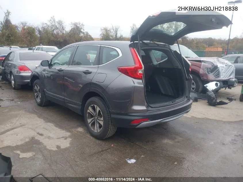 2018 Honda Cr-V Lx VIN: 2HKRW6H30JH218838 Lot: 40852016