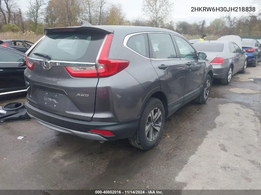 2018 Honda Cr-V Lx VIN: 2HKRW6H30JH218838 Lot: 40852016