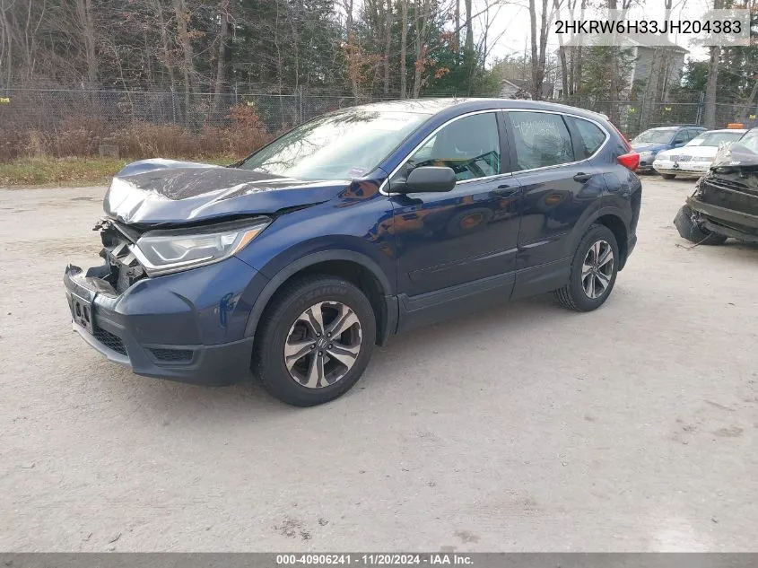 2018 Honda Cr-V Lx VIN: 2HKRW6H33JH204383 Lot: 40906241