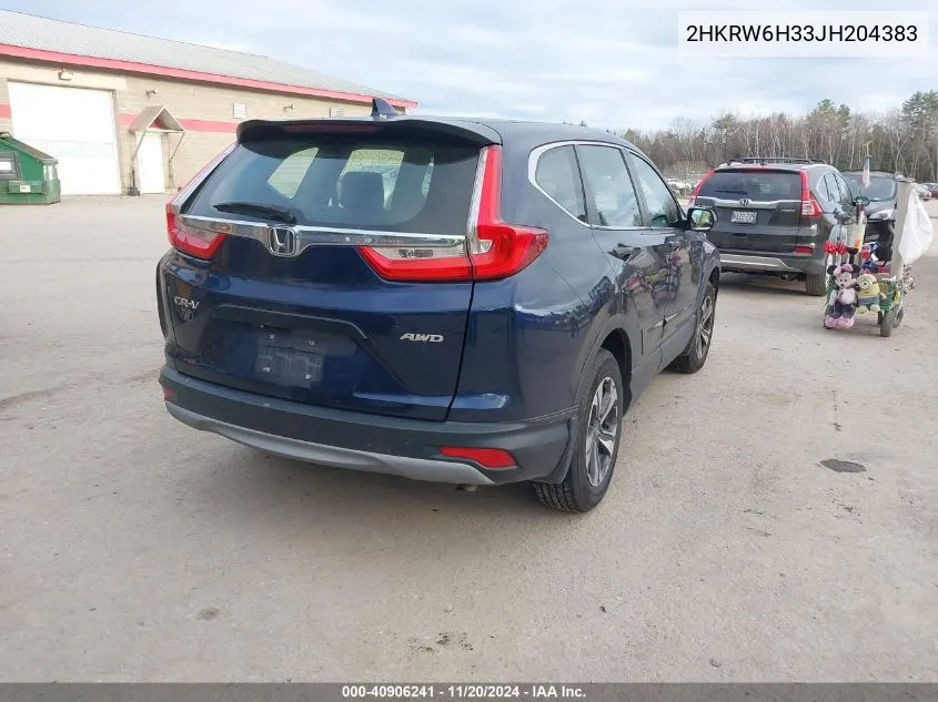 2018 Honda Cr-V Lx VIN: 2HKRW6H33JH204383 Lot: 40906241