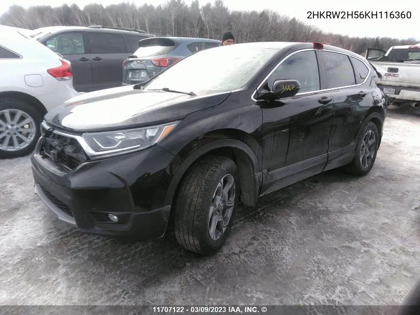 2019 Honda Cr-V VIN: 2HKRW2H56KH116360 Lot: 11707122