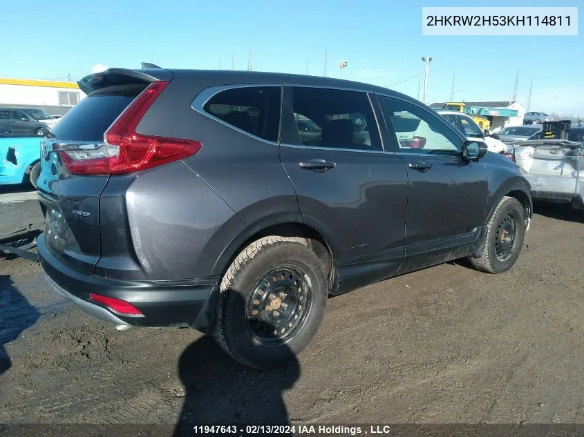 2019 Honda Cr-V VIN: 2HKRW2H53KH114811 Lot: 11947643