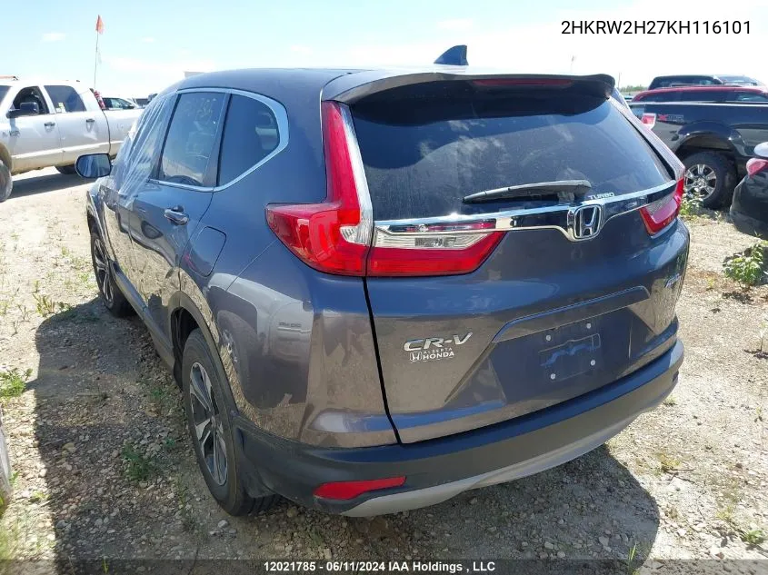 2019 Honda Cr-V VIN: 2HKRW2H27KH116101 Lot: 12021785