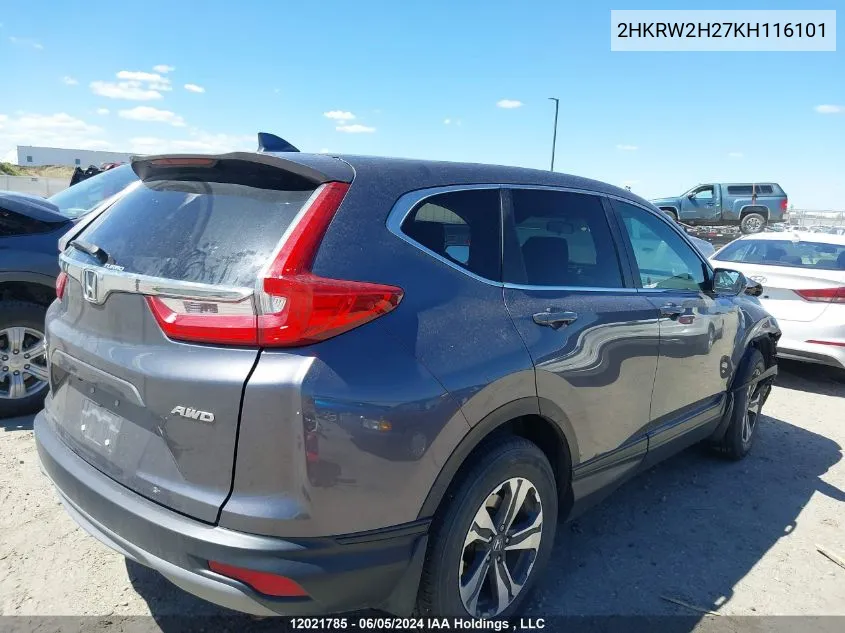 2019 Honda Cr-V VIN: 2HKRW2H27KH116101 Lot: 12021785