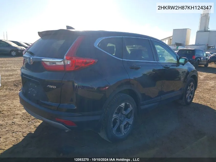 2019 Honda Cr-V VIN: 2HKRW2H87KH124347 Lot: 12083270