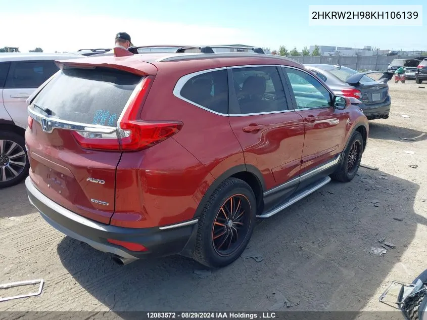 2019 Honda Cr-V VIN: 2HKRW2H98KH106139 Lot: 12083572