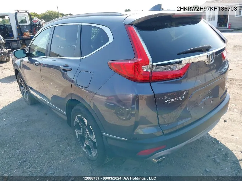 2019 Honda Cr-V VIN: 2HKRW2H97KH136703 Lot: 12088737