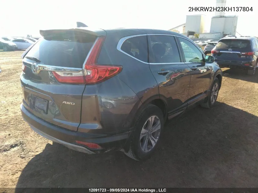 2019 Honda Cr-V VIN: 2HKRW2H23KH137804 Lot: 12091723