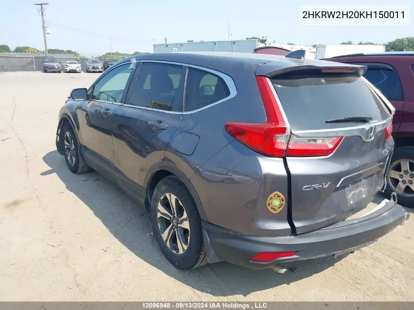 2019 Honda Cr-V VIN: 2HKRW2H20KH150011 Lot: 12096948