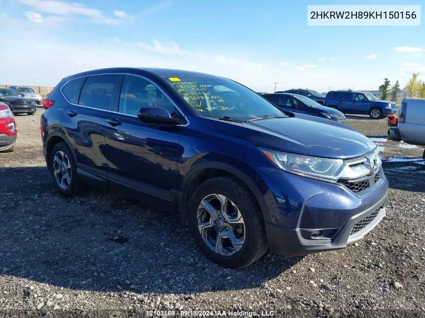 2019 Honda Cr-V Exl VIN: 2HKRW2H89KH150156 Lot: 12103169