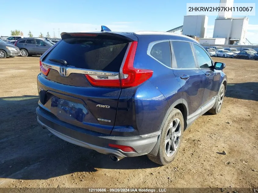 2019 Honda Cr-V Touring VIN: 2HKRW2H97KH110067 Lot: 12110686