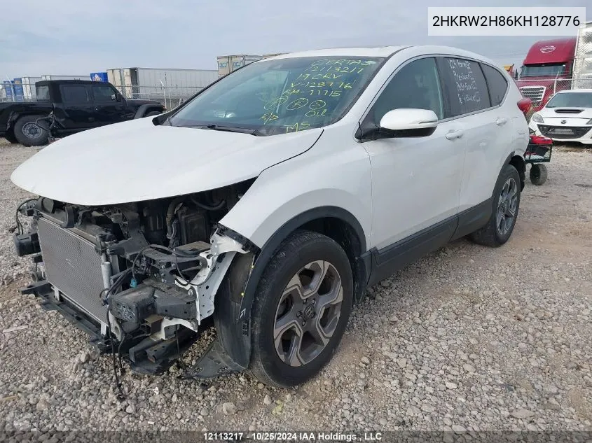 2019 Honda Cr-V Exl VIN: 2HKRW2H86KH128776 Lot: 12113217