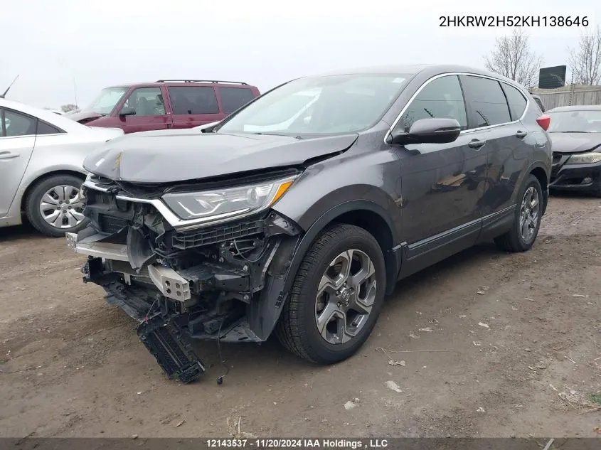 2019 Honda Cr-V VIN: 2HKRW2H52KH138646 Lot: 12143537