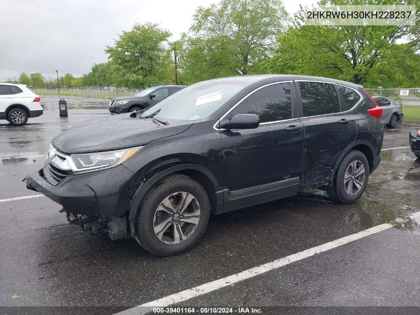 2019 Honda Cr-V Lx VIN: 2HKRW6H30KH228237 Lot: 39401164