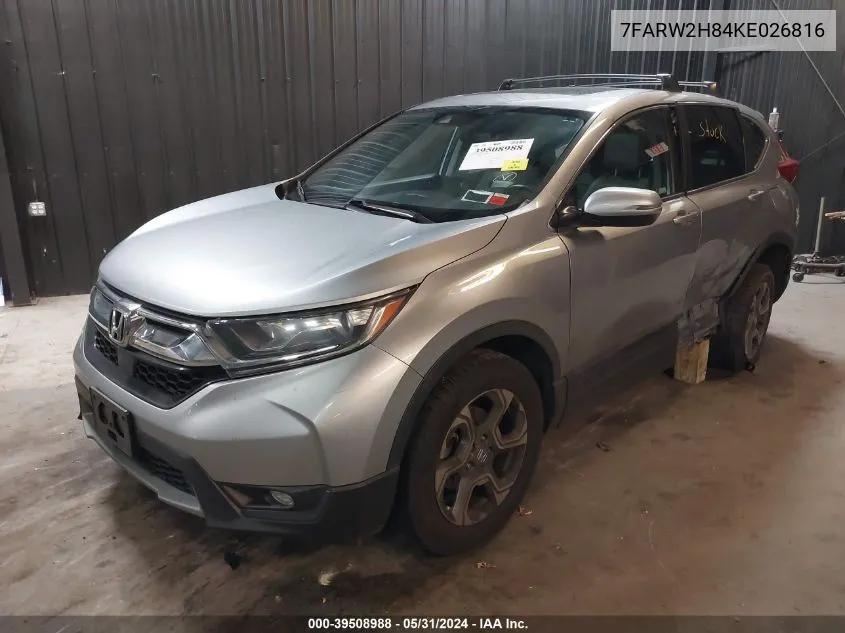 2019 Honda Cr-V Ex-L VIN: 7FARW2H84KE026816 Lot: 39508988