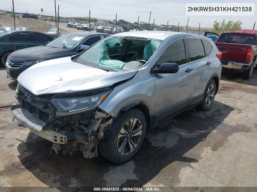 2019 Honda Cr-V Lx VIN: 2HKRW5H31KH421538 Lot: 39541832