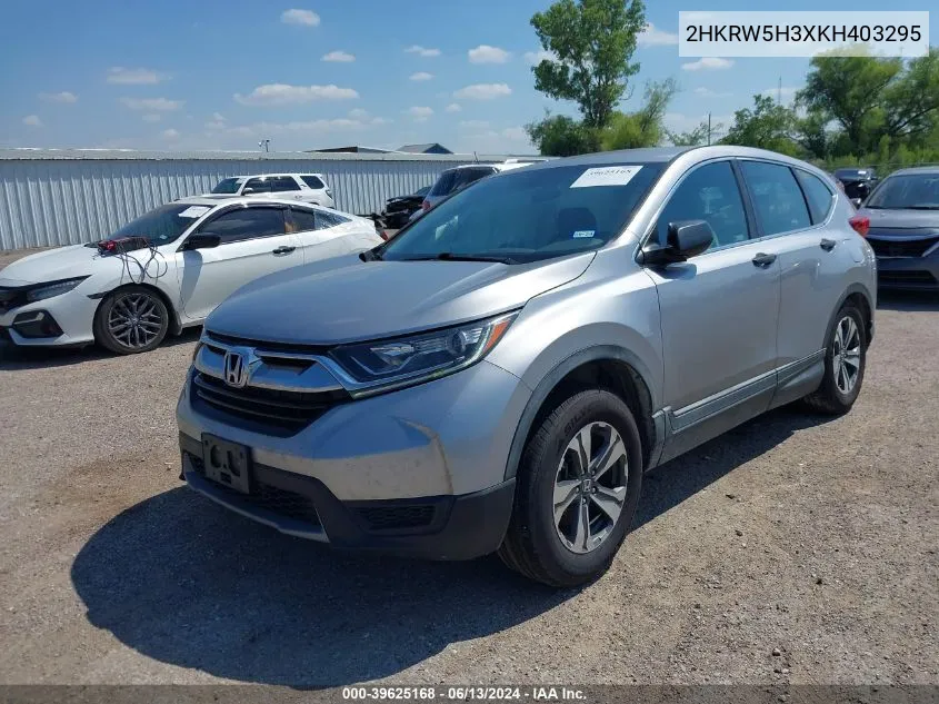 2019 Honda Cr-V Lx VIN: 2HKRW5H3XKH403295 Lot: 39625168