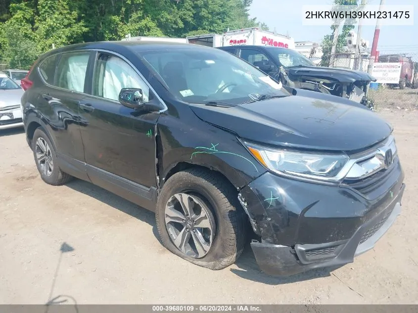 2019 Honda Cr-V Lx VIN: 2HKRW6H39KH231475 Lot: 39680109