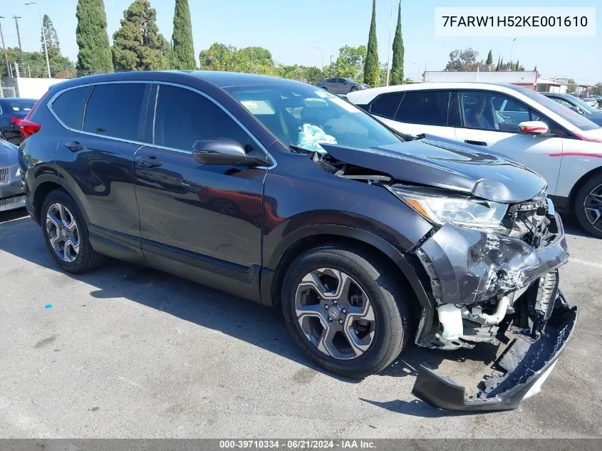 2019 Honda Cr-V Ex VIN: 7FARW1H52KE001610 Lot: 39710334