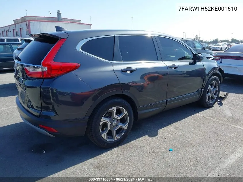 2019 Honda Cr-V Ex VIN: 7FARW1H52KE001610 Lot: 39710334