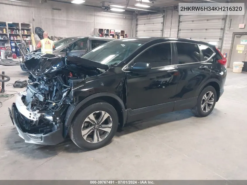 2019 Honda Cr-V Lx VIN: 2HKRW6H34KH216320 Lot: 39767491