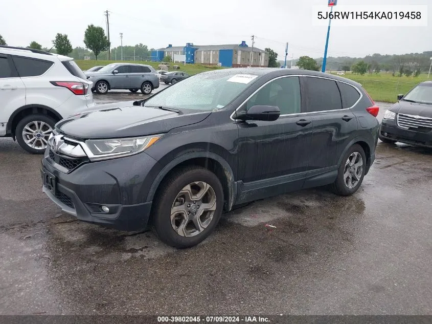 2019 Honda Cr-V Ex VIN: 5J6RW1H54KA019458 Lot: 39802045