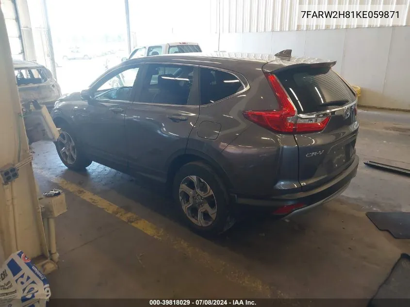 2019 Honda Cr-V Ex-L VIN: 7FARW2H81KE059871 Lot: 39818029